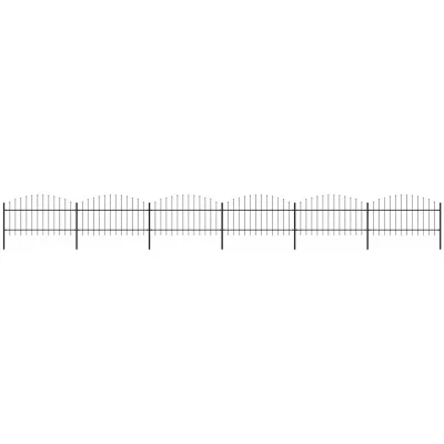 Image of vidaXL Garden Fence with Spear Top Steel (1 1.25)x10.2 m Black