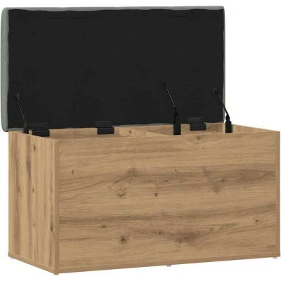 Image of vidaXL Storage Bench with Cushion Artisan Oak Engineered Wood 82x42x45 cm Modern Seating &amp; Solution