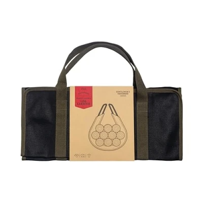 Image of Gentlemen&#039;s Hardware Log Carrier Firewood Bag Canvas Tote Fireplace Accessories, 482mm w x 895mm h, Black