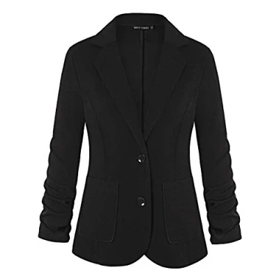 Image of MINTLIMIT Women Slim Fit One Button Office Knit Blazer Jacket with Pockets(Black,Size S)
