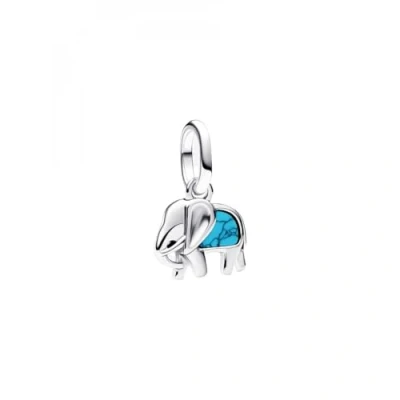 Image of Pandora Silver Turquoise Elephant Mini Dangle Charm