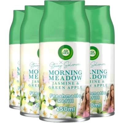 Image of Air Wick Automatic freshener Freshmatic Spray Refills, Morning Meadow, Pack 4 x 250ml, Natural Essential Oils, Last up to 280 days,