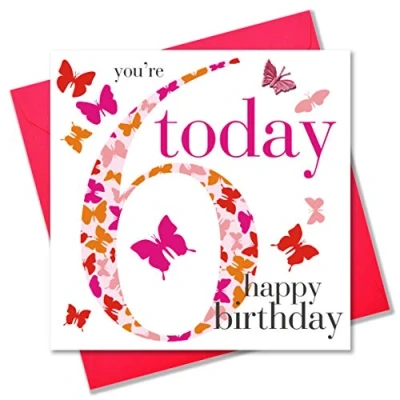 Image of Claire Giles Ages Age 6 Girl Birthday Card, Pink