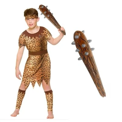 Image of My Illusions Kids Caveboy Costume Cavegirl Fancy Dress Prehistoric World Book Day Halloween Outfit (Caveboy, Medium 5 7 Years)