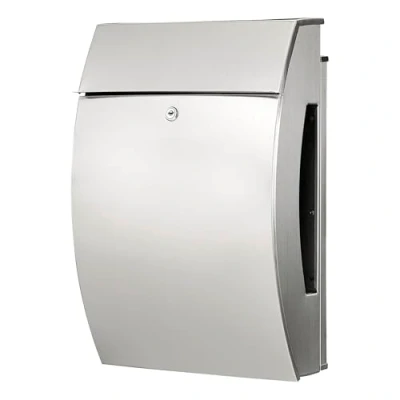 Image of Burg Wächter Hamburg 3815 Ni Stainless Steel Mailbox Set with Integrated Newspaper Box, Grey