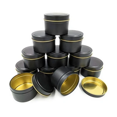 Image of NRANSON Candle Tins with Lids for Making Candles, 12 PCS 8 OZ Empty Metal Containers, DIY Jars Making, Arts &amp; Crafts, Storage More (Black,12)