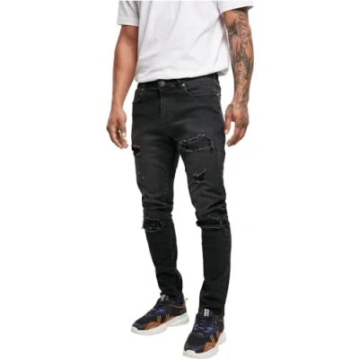 Image of Urban Classics heavy destroyed Slim fit Jeans jeans, Men&#039;s, Size: 40x32, Realblk washed