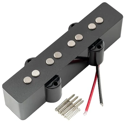 Image of Artec JOA4 Alnico 5 Vintage Tone Single Coil Pickup 4 String Jazz Bass Bridge 6.3K, Black