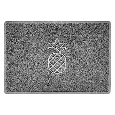 Image of Nicoman Pineapple Embossed Shape Door Mat Dirt Trapper Washable Barrier Doormat (Use Indoor or Sheltered Outdoor) (90x60cm/3x2ft,Large) Grey