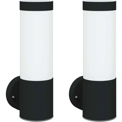 Image of vidaXL Outdoor Wall Lights 2 pcs Black Stainless Steel IP44