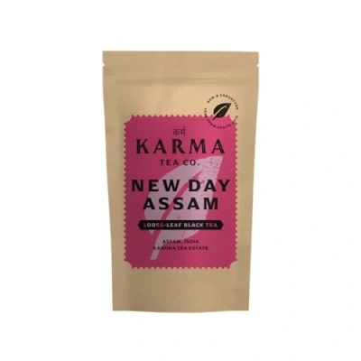 Image of KARMA Tea CO. Premium Assam Loose Leaf Black Tea, 40g (32 cups) Pure, Single Origin from Second Flush Robust &amp; Malty Rich in Antioxidants Polyphenols