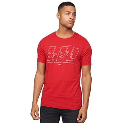 Image of Crosshatch Mens Graphic and Plain Crew Neck Tee T Shirt Short Sleeve Top by JEANBASE Red XL