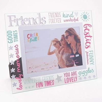 Image of Widdop &amp; Co. Glass 3D Words Photo Frame 6 x 4 Friends CF10064FRD