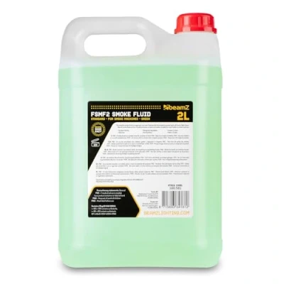 Image of beamz FSMF2 Standard Green Smoke Fluid 2L, Biodegradable Fog Fluid, Non Toxic Odourless Juice for Machines, Eco Friendly, Staining, Effect Events &amp; Parties