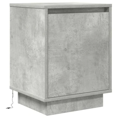 Image of vidaXL Bedside Cabinet/Nightstand Concrete Grey Engineered Wood with LED Lights 2 Drawers 38x34x50cm Bedroom/Interior Furniture