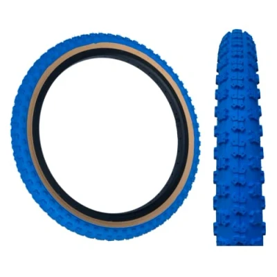 Image of Baldy&#039;s 16 x 1.75 BLUE With TAN WALL Kids BMX/Mountain Bike Tyre
