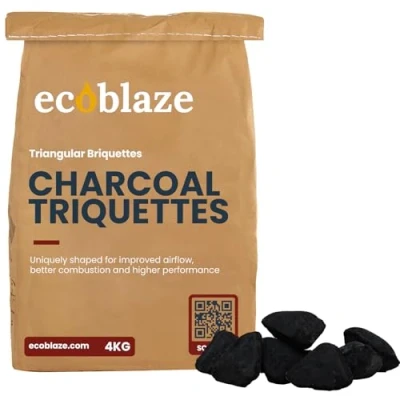 Image of Ecoblaze 4Kg Charcoal Triquettes BBQ Briquettes Designed for Optimum Airflow Even Heat and almost Instant Lighting