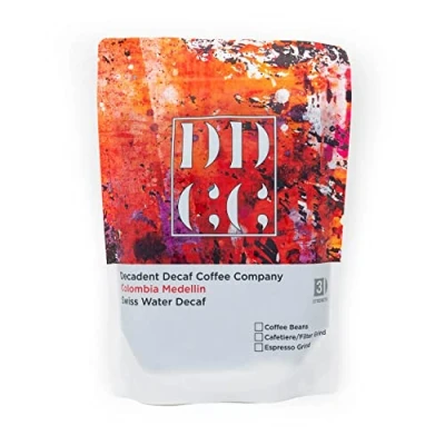 Image of Decaffeinated Colombian Ground Coffee 227g For French Press Cafetiere Filter Drip V60 Aeropress Decadent Decaf Swiss Water Process Colombia Medium Roast Strength 3