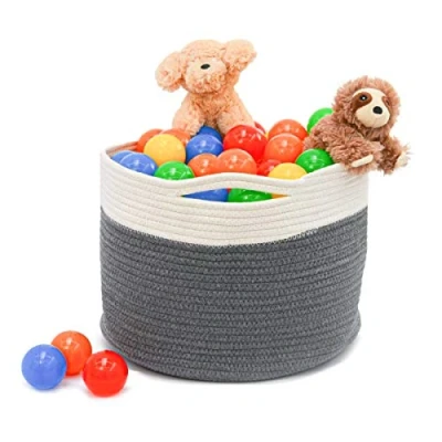 Image of DuneDesign Ø34x25 Soft Cotton Rope Basket 20L Boho Laundry Hamper Large Round Storage