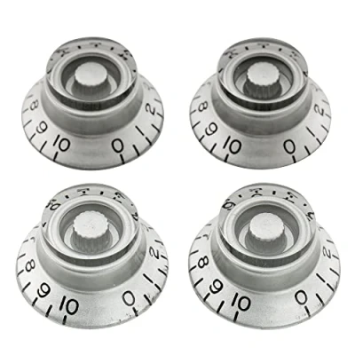 Image of Musiclily Pro Metric Size 18 Splines Guitar Bell Top Hat Knobs for Epiphone Les Paul SG Style, Silver (Set of 4)