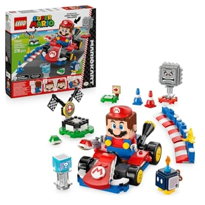 Image of LEGO Mario Kart Interactive &amp; Standard Toy Race Course with a Car, 3 Figures, Podium Barriers Gamer Gift for 7+ Year Old Boys Girls 72043