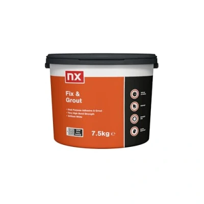 Image of NX Dual Purpose Fix &amp; grout Ready mixed Brilliant white Wall tile Adhesive 7.5kg
