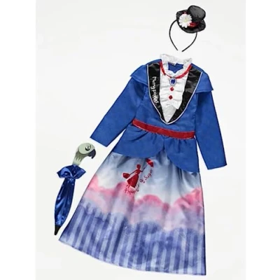 Image of George Officially Licensed Mary Poppins fancy dress Costume with Headband Hat and Mock Umbrella [3 4]