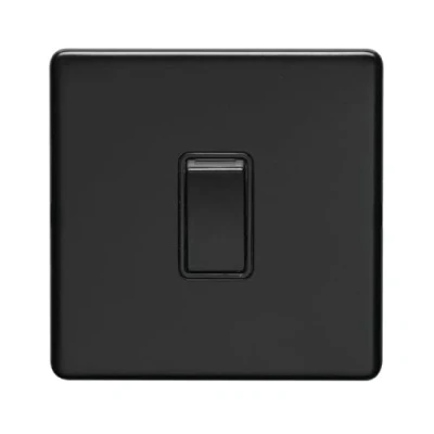 Image of 1 Gang Intermediate Switch Flat Concealed Matt Black Plate Rocker