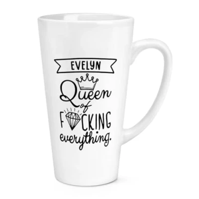 Image of Personalised Queen of F King Everything 17oz Large Latte Mug Cup