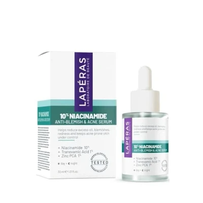 Image of Lapéras 10% Niacinamide%1 Tranexamic Acid%1 Zinc Pca Anti Blemish Acne Serum, Pore Tightening Sebum Balancing Redness Reducing Fragrance Free Paraben and Non Comedogenic, 30 ml
