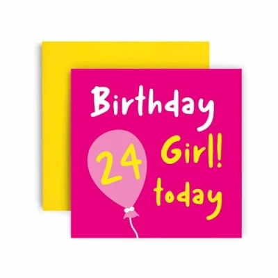 Image of Huxters 24th Birthday Card for Her Friend Sister Colourful Pink Gift gifts Women Mum Auntie (24th)