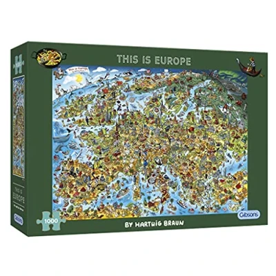 Image of This is Europe 1000 Piece Jigsaw Puzzle Map Sustainable for Adults Premium 100% Recycled Board Great Gift Gibsons Games
