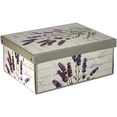 Image of LAVATELLI Collection Midi Fragranced Lavander, Decorative, Cardboard lids and Handles, Clothes, Toy Box Baskets, Teddy Storage, Lavender, Medium