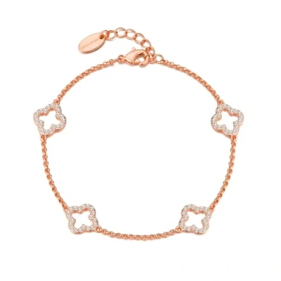 Image of Philip Jones Rose Gold Plated Clover Bracelet Created with Zircondia® Crystals