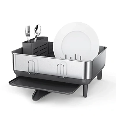 Image of simplehuman Steel dishrack, Stainless Steel, Grey, Premium Compact