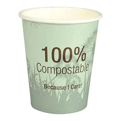 Image of ABENA Gastro Line Disposable Hot Cup For Coffee, Tea &amp; Other Beverages, 100% Compostable Design Eco Labelled Consumers, Keeping Your Coffee Warm On The Go Dandelion 24 cl