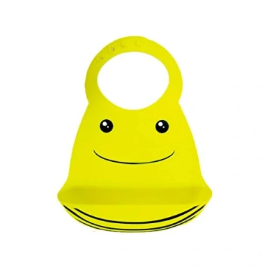Image of Waterproof Baby Silicone Bibs, Treer Soft Adjustable Roll up Feeding Bibs Drool Wipe Clean with Food Catcher Pocket for Infants Toddlers (30x23cm,Yellow bee)