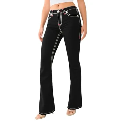 Image of True Religion Women&#039;s Joey Low Rise Flare Super T​, Rinse Black, 32