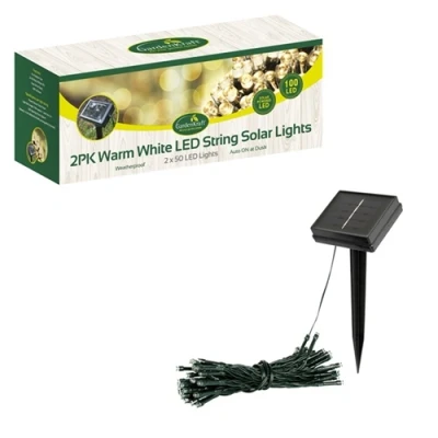Image of GardenKraft 2PK 50 LED Solar String Lights Warm White