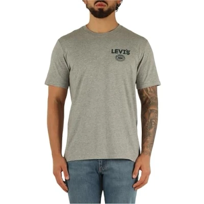 Image of Levi&#039;s Graphic CREW NECK TEE Print Tshirt, Men&#039;s, Size: XL, Midtone heather grey