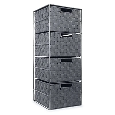 Image of EHC 4 Drawer Large Storage Unit Cabinet for Bedroom/Bathroom Grey