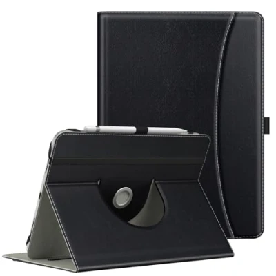 Image of MoKo Universal Case for 9&quot; 11&quot; iPad/iPad Air/iPad Pro/Samsung Galaxy Tab/Lenovo Tab/Fire HD Tablet, Slim 360 Degree Rotatable Back Cover Folio Case, with Stand &amp; Side Pocket, Black