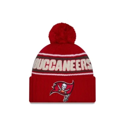 Image of New Era Tampa Bay Buccaneers NFL 2024 Sideline Sport Knit Red Bobble Hat
