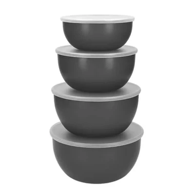 Image of KitchenAid 4 Piece Meal Prep Bowls Set with Lids Charcoal Grey