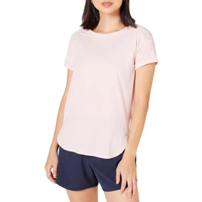 Image of Amazon Essentials Women&#039;s Studio Relaxed Fit Lightweight Crew Neck T Shirt (Available in Plus Size), Light Pink, XXL