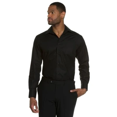 Image of JP 1880 Men&#039;s Big &amp; Tall Adjustable Collar Smart Shirt Black XX Large 703633 10 XXL