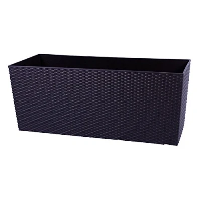 Image of flower Box with Water Reservoir 80 cm Rattan Planter Planters plant pot plants pots Garden Patio Balcony