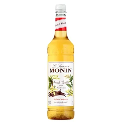 Image of MONIN Premium French Vanilla syrup 1L for Coffee and Cocktails. Vegan Friendly, Allergen Free, 100% Natural Flavours Colourings