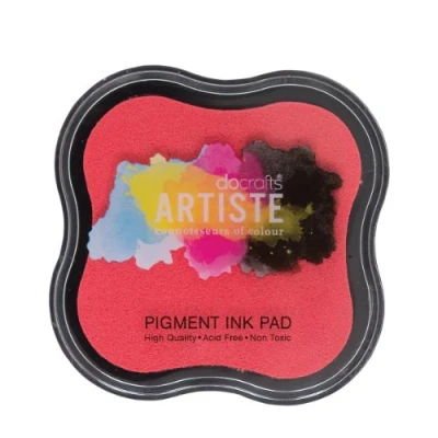 Image of Artiste Pigment Pink Ink Pad for Stamping, Adhering Embossing Powders, Crafting Supplies, Highly Pigmented, Use with Clear Stamps, Rubber Pads are Safe Non Toxic Acid Free