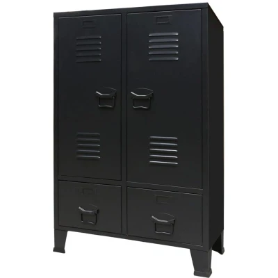 Image of vidaXL Wardrobe Metal Industrial Style 67x35x107 cm Black